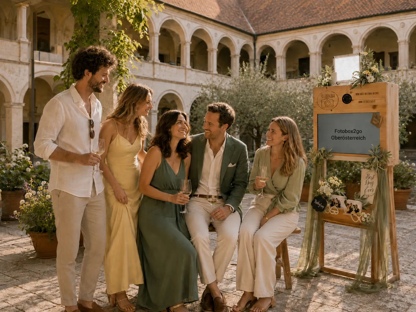 Gäste feiern neben der Fotobox2go Oberösterreich.