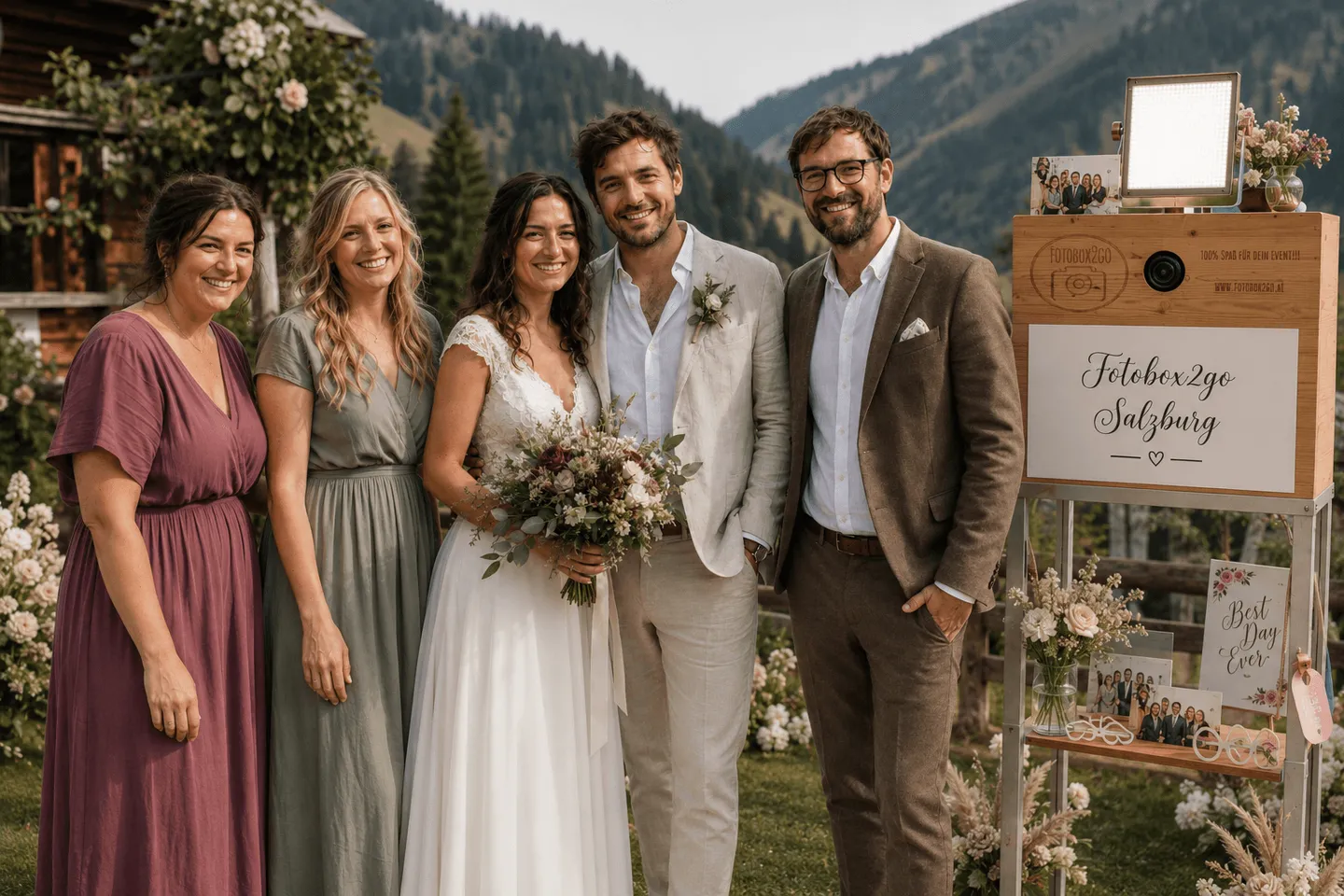 Gäste feiern neben der Fotobox2go Pongau.