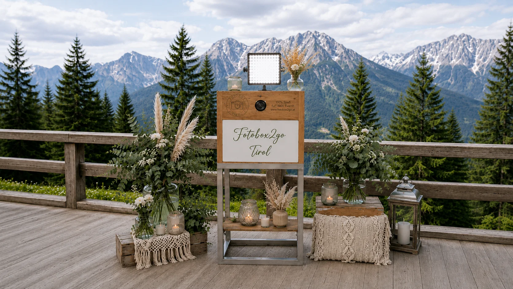 Fotobox2go vor Tiroler Bergkulisse.