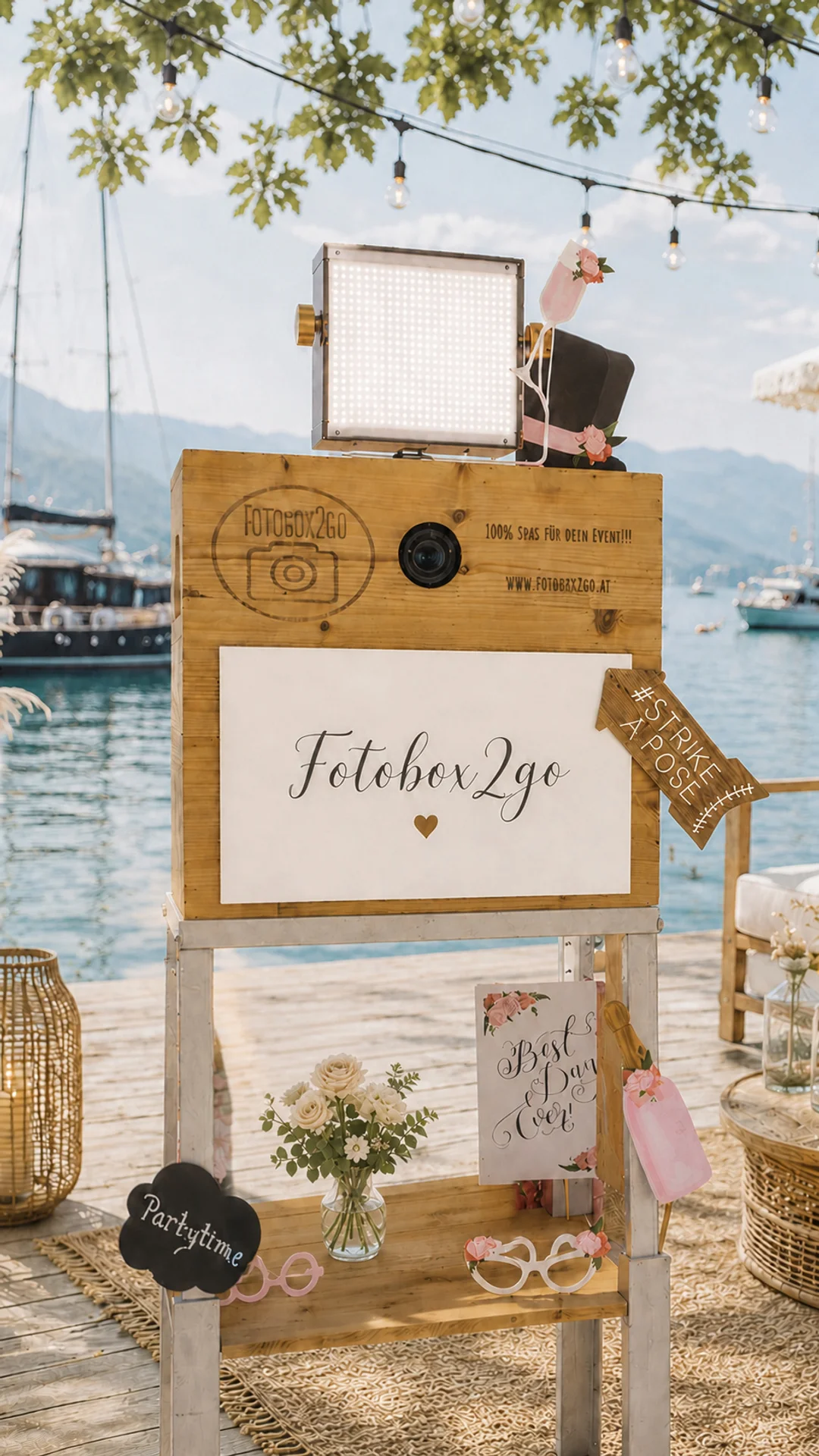 Fotobox am See als Startbild der Website.