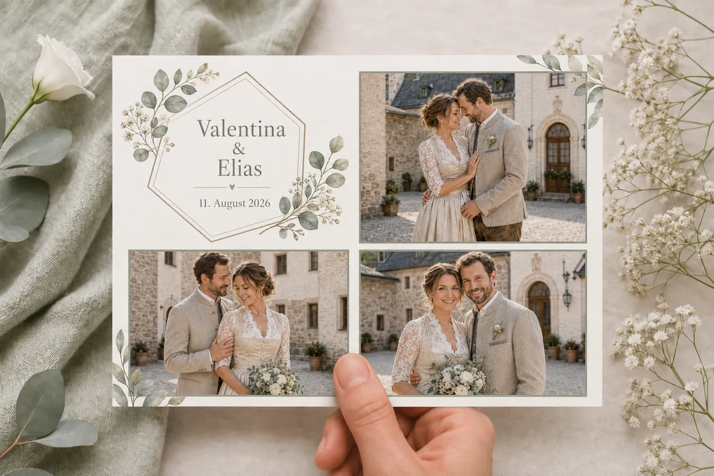 Auswahl an Foto-Props für Hochzeit und Feier.